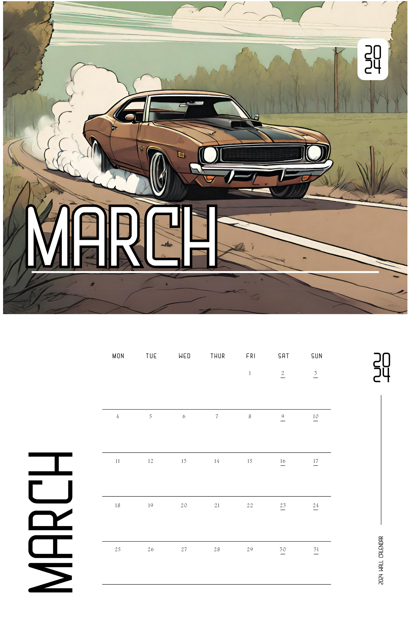 Muscle Car 2024 Wall calendar