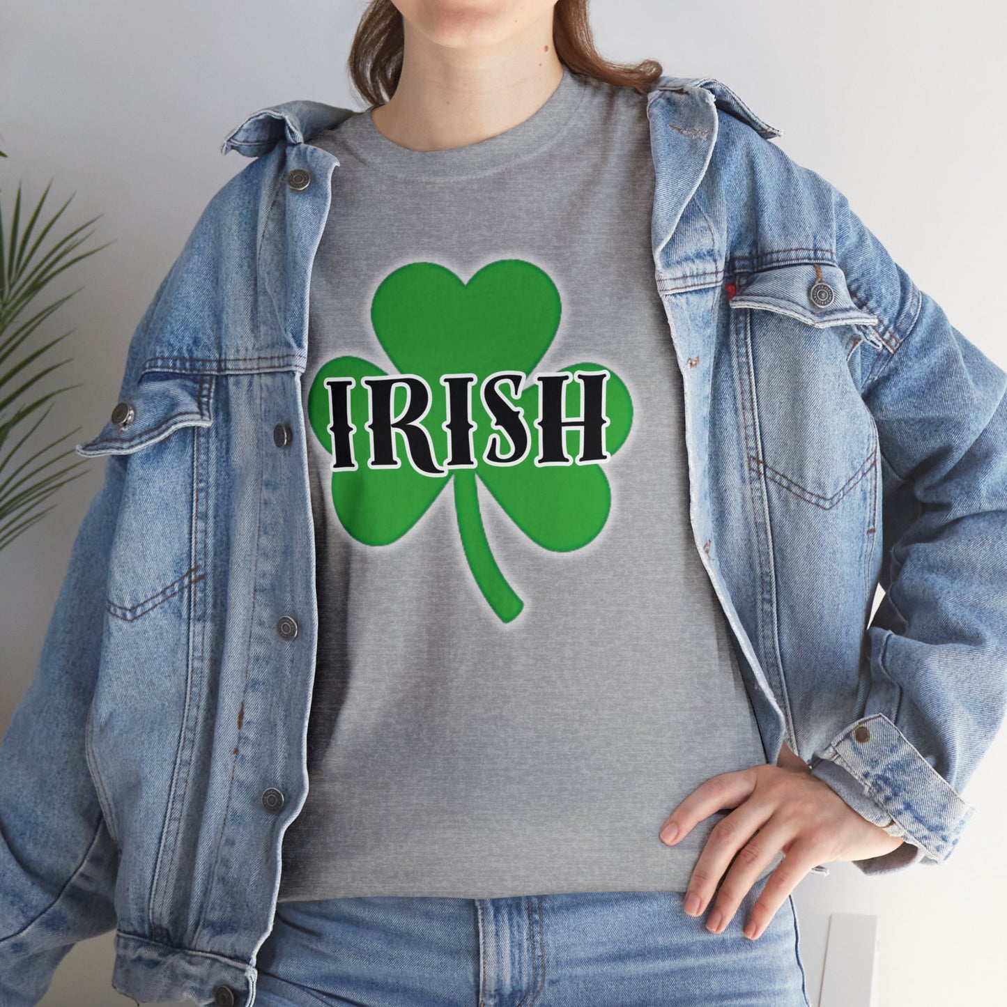 Irish w/ Clover behind - Unisex Heavy Cotton Tee