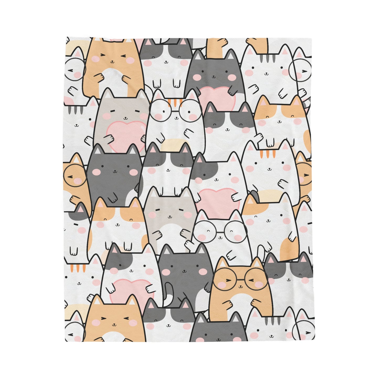 Kawaii Cute Cats - Velveteen Plush Blanket