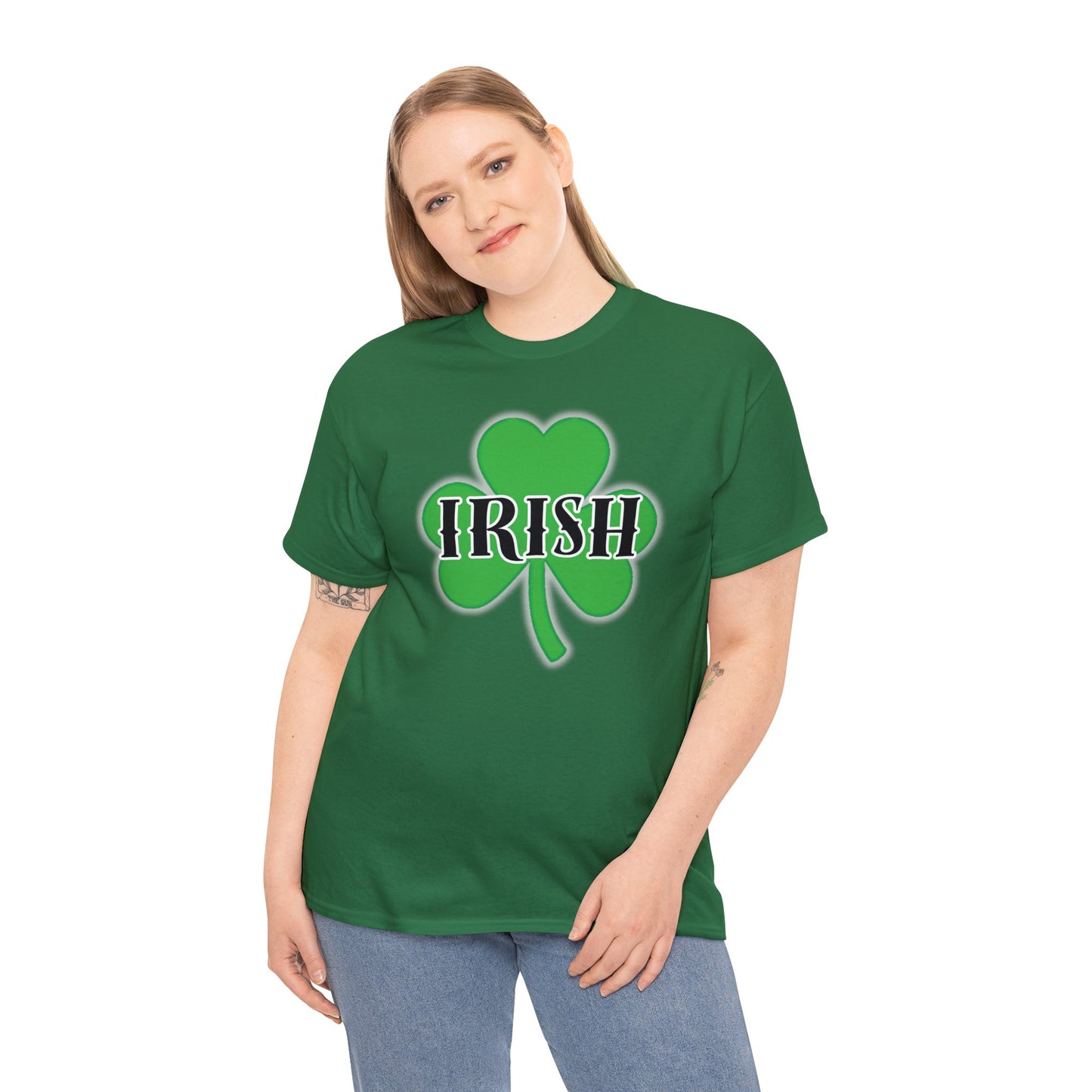 Irish w/ Clover behind - Unisex Heavy Cotton Tee