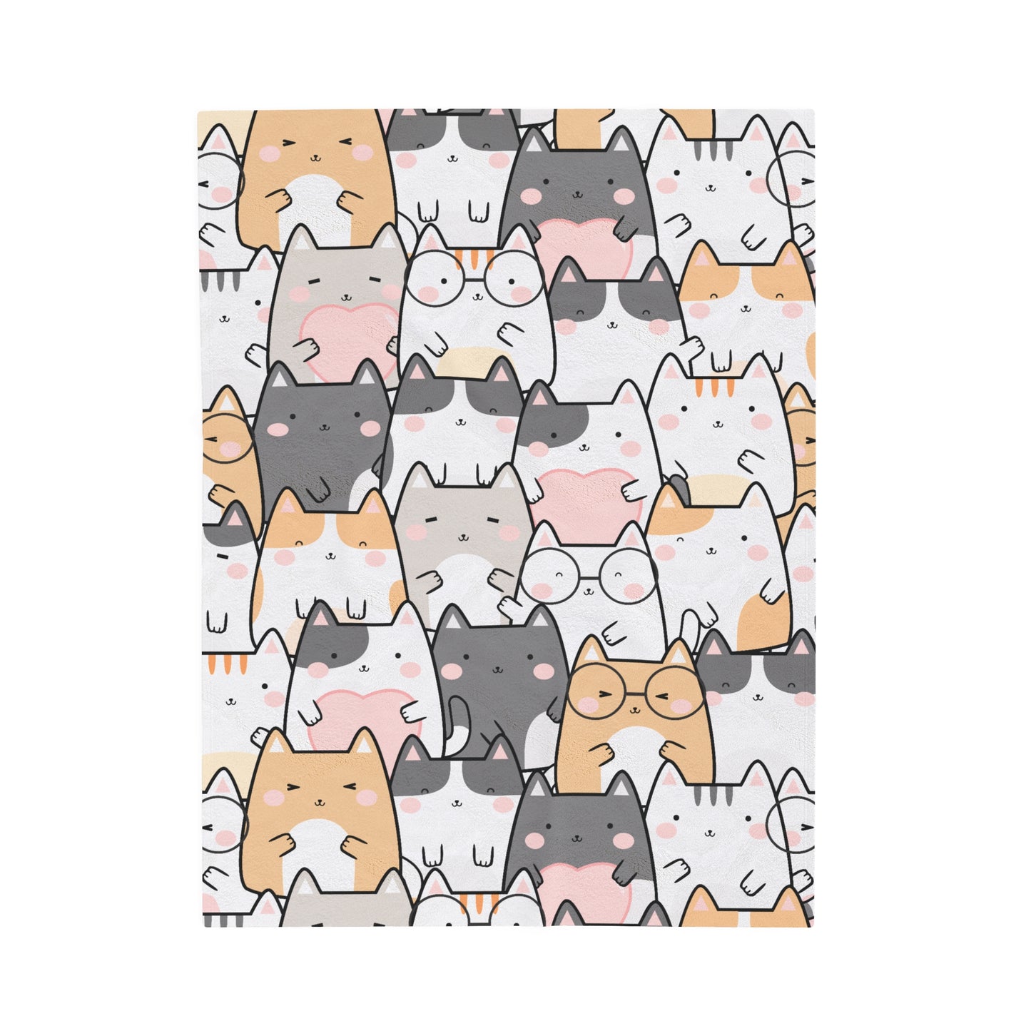 Kawaii Cute Cats - Velveteen Plush Blanket