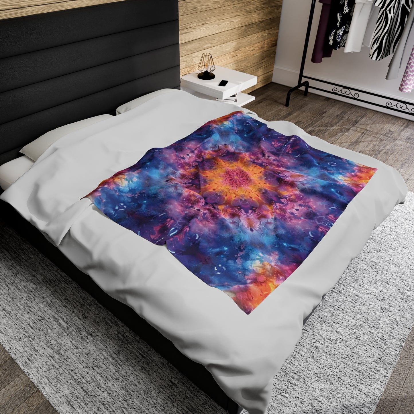 Vivid Tie Dye kaleidoscope - Velveteen Plush Blanket