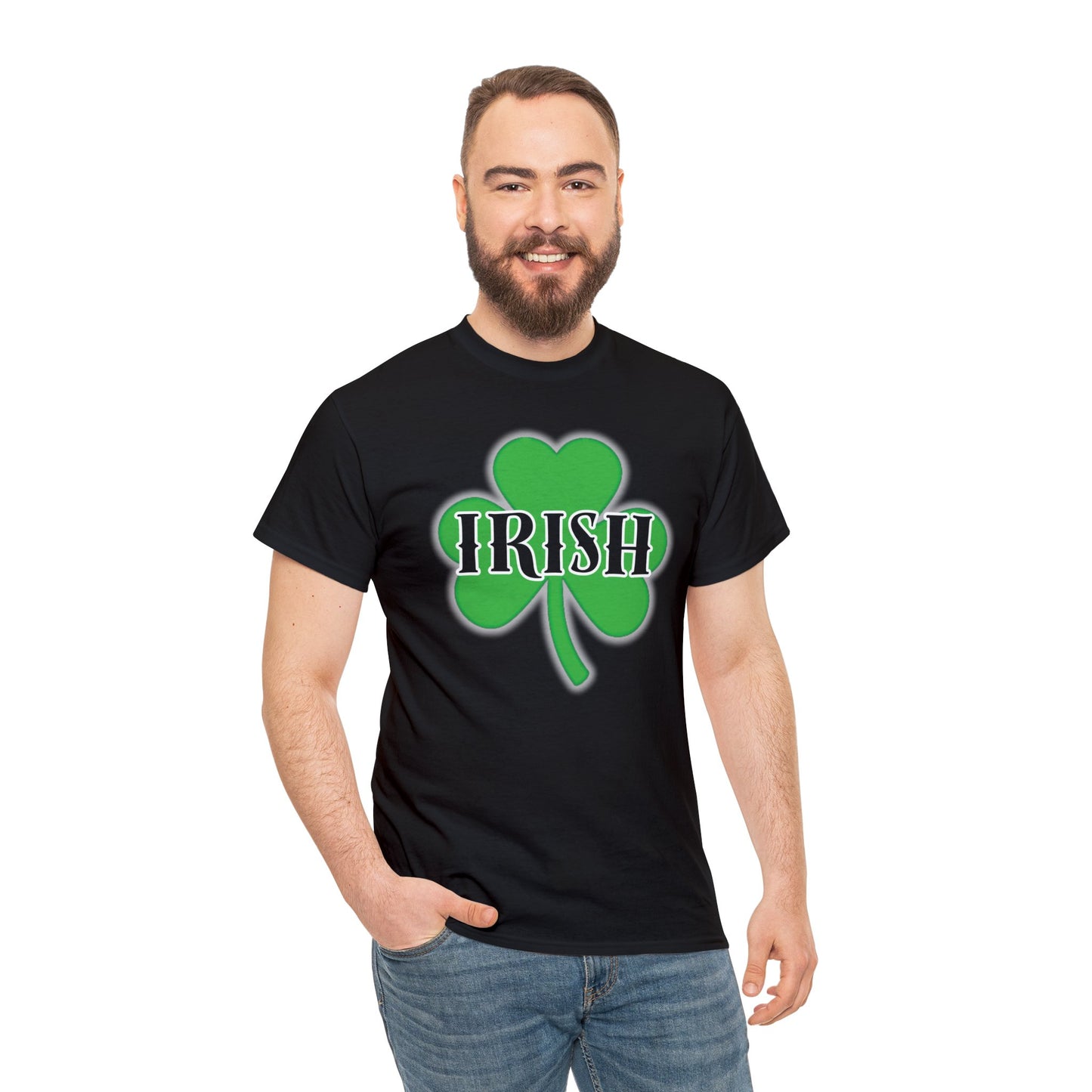 Irish w/ Clover behind - Unisex Heavy Cotton Tee
