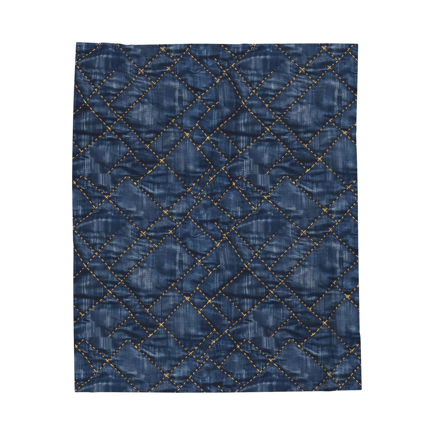 Quilty Blue Jean Textured Print - Velveteen Plush Blanket