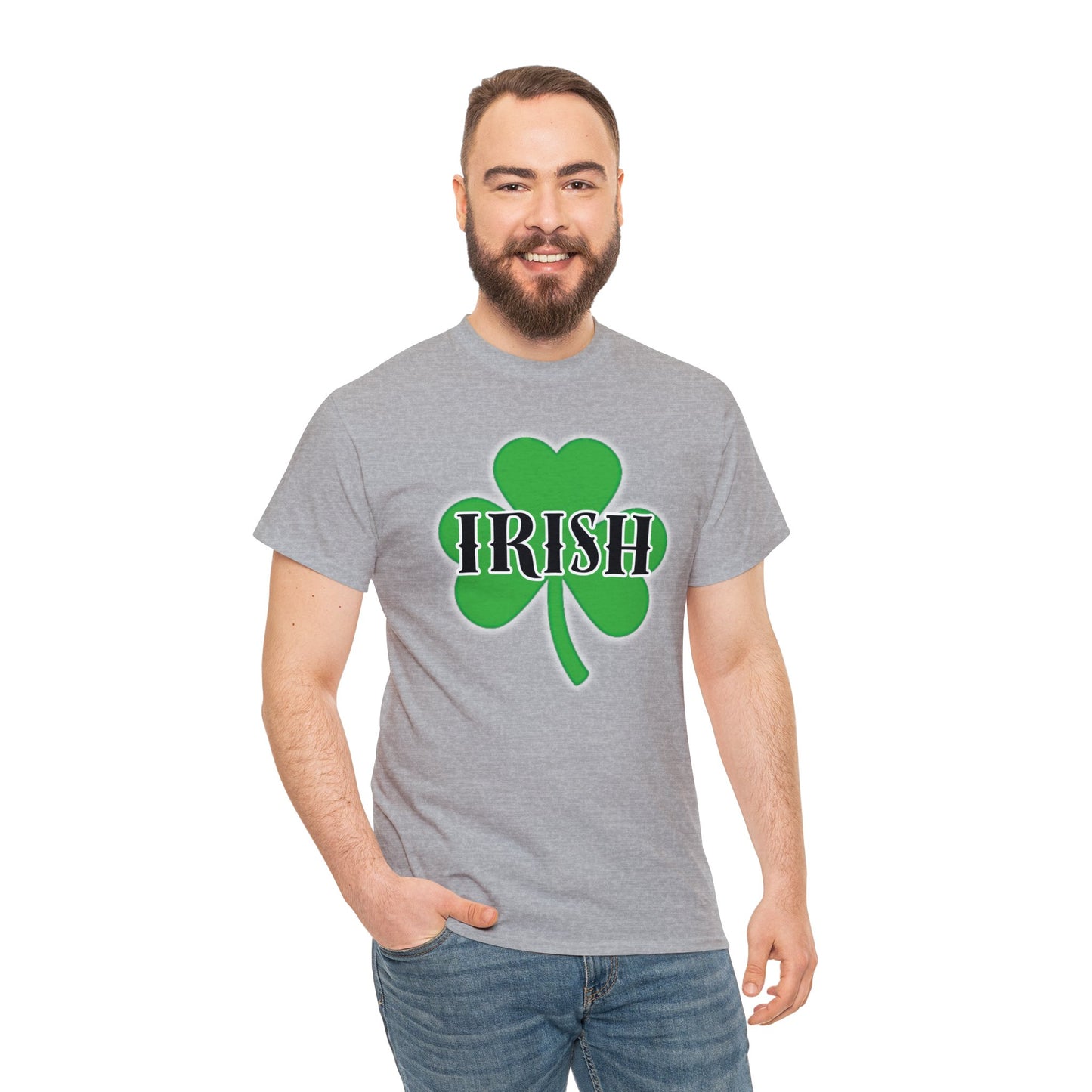Irish w/ Clover behind - Unisex Heavy Cotton Tee