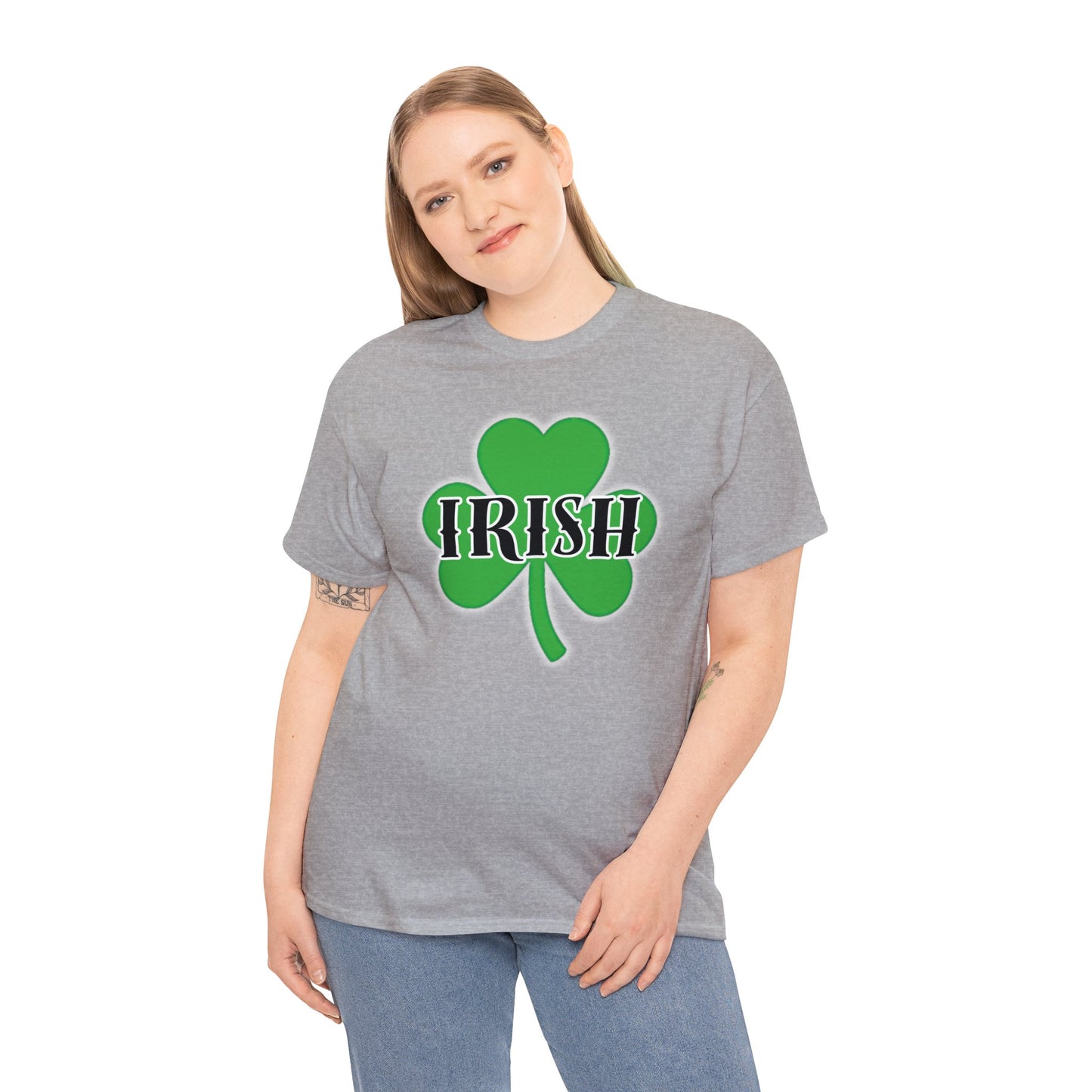 Irish w/ Clover behind - Unisex Heavy Cotton Tee