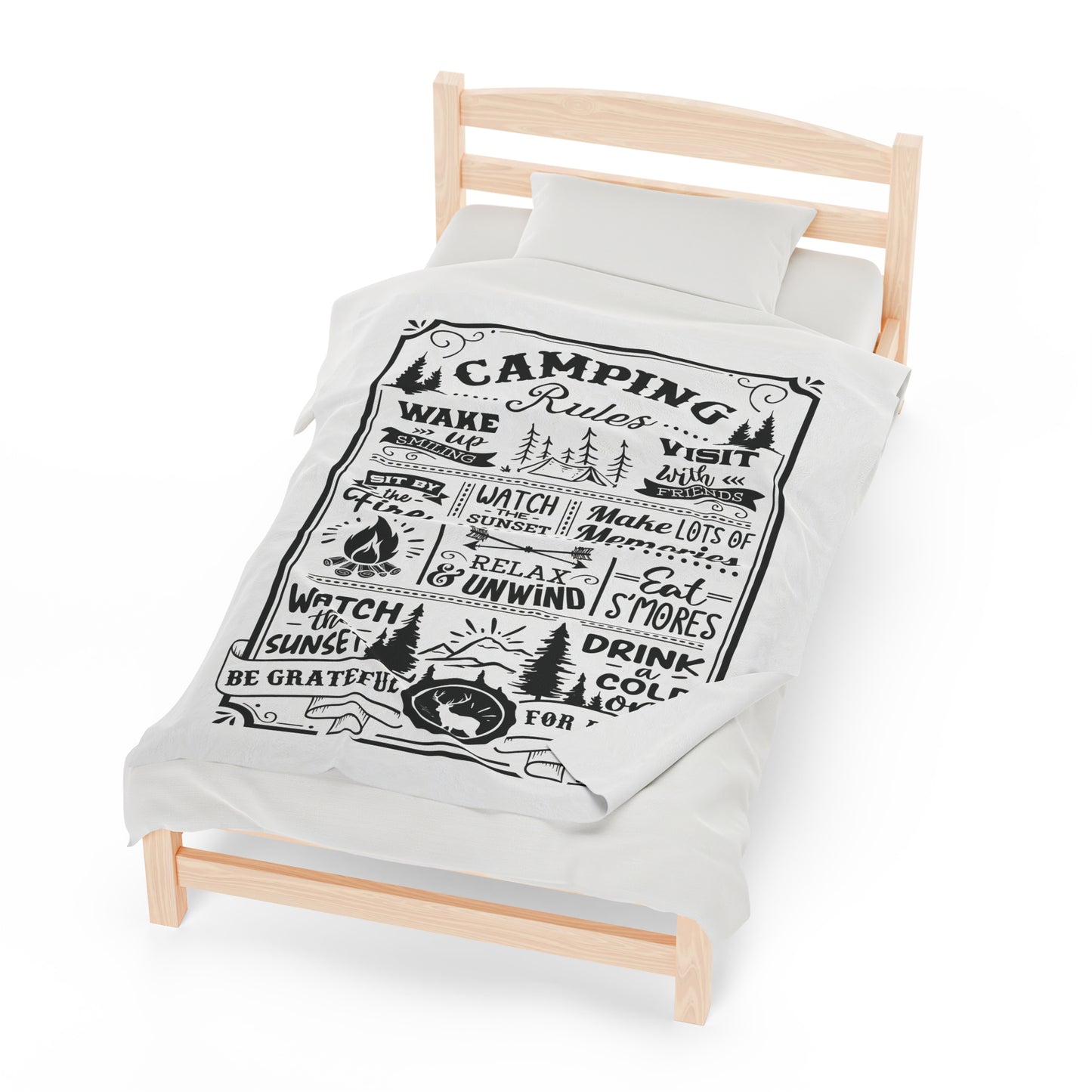 Camping Rules - Velveteen Plush Blanket