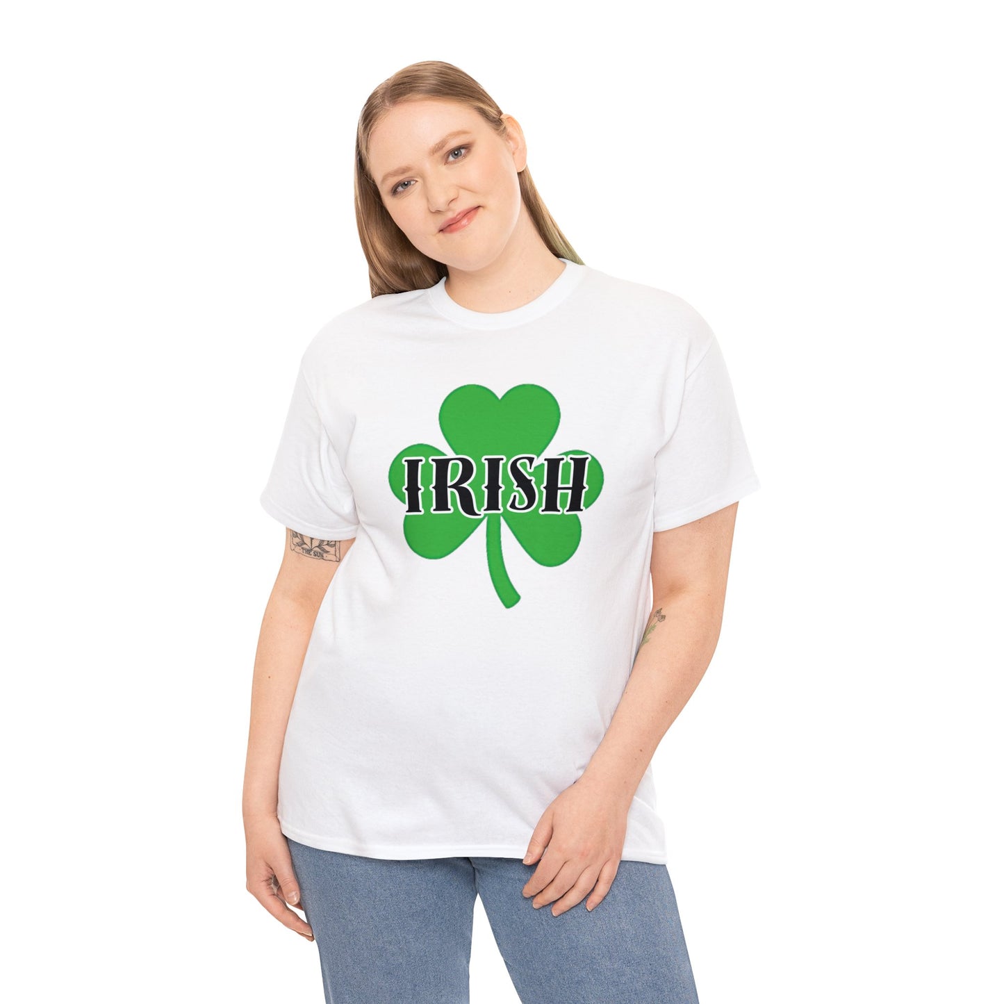 Irish w/ Clover behind - Unisex Heavy Cotton Tee