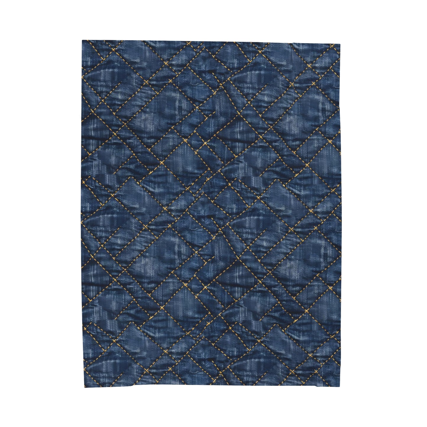 Quilty Blue Jean Textured Print - Velveteen Plush Blanket