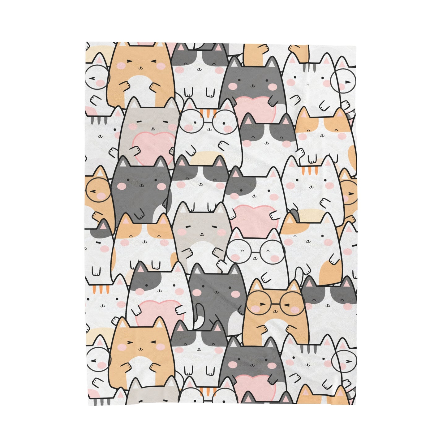 Kawaii Cute Cats - Velveteen Plush Blanket