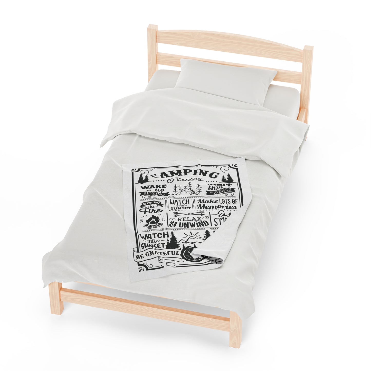 Camping Rules - Velveteen Plush Blanket