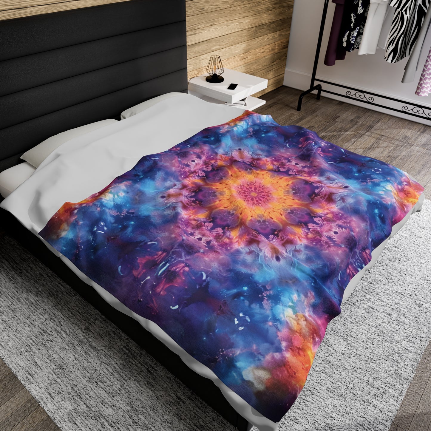 Vivid Tie Dye kaleidoscope - Velveteen Plush Blanket
