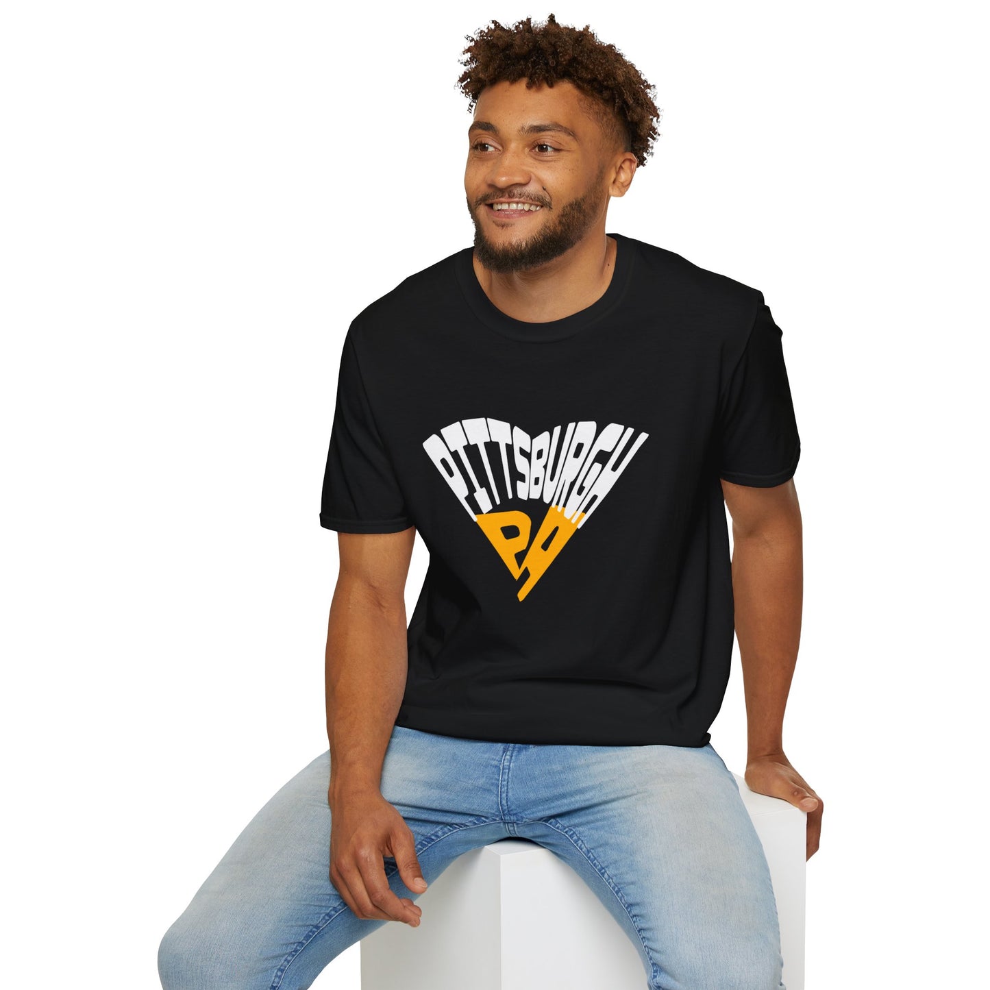 Pittsburgh Pa Formed into an Upside-down Triangle Heart Shape -  Unisex Softstyle T-Shirt