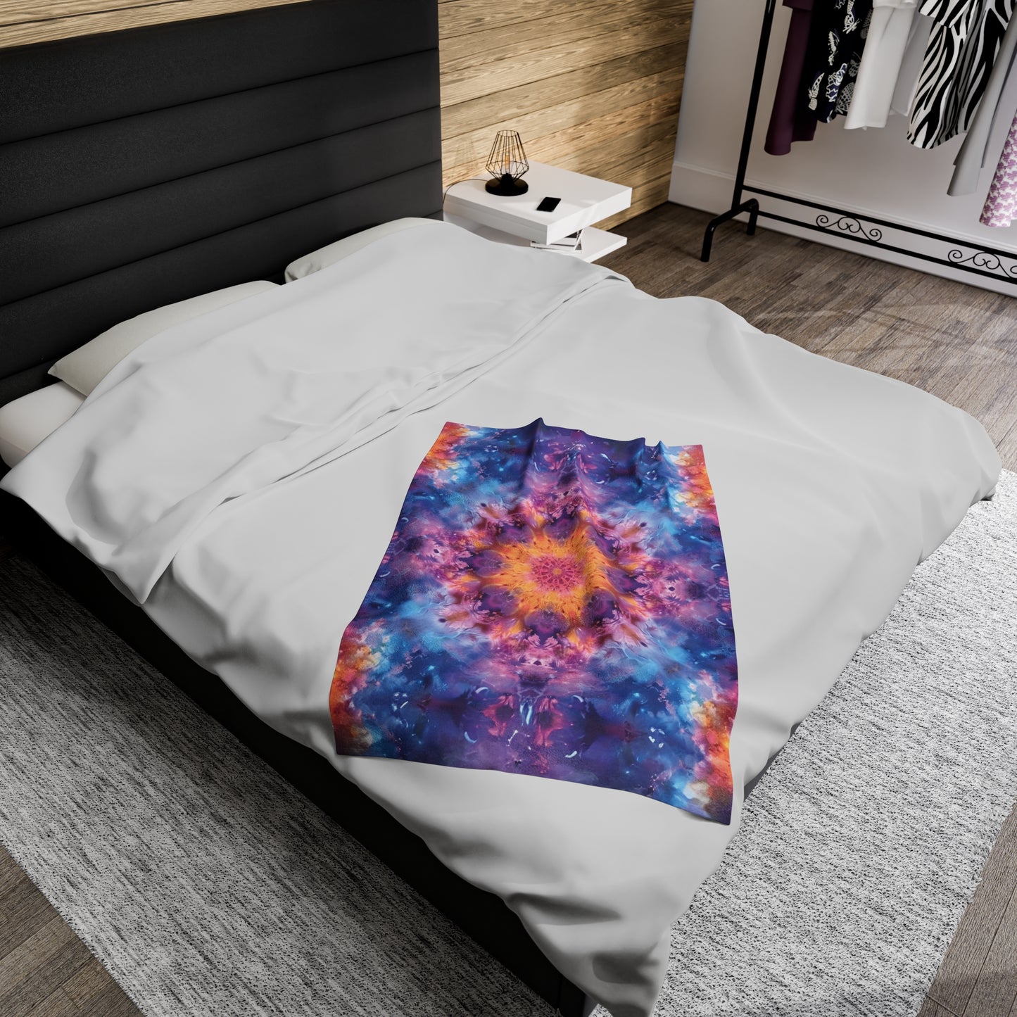 Vivid Tie Dye kaleidoscope - Velveteen Plush Blanket