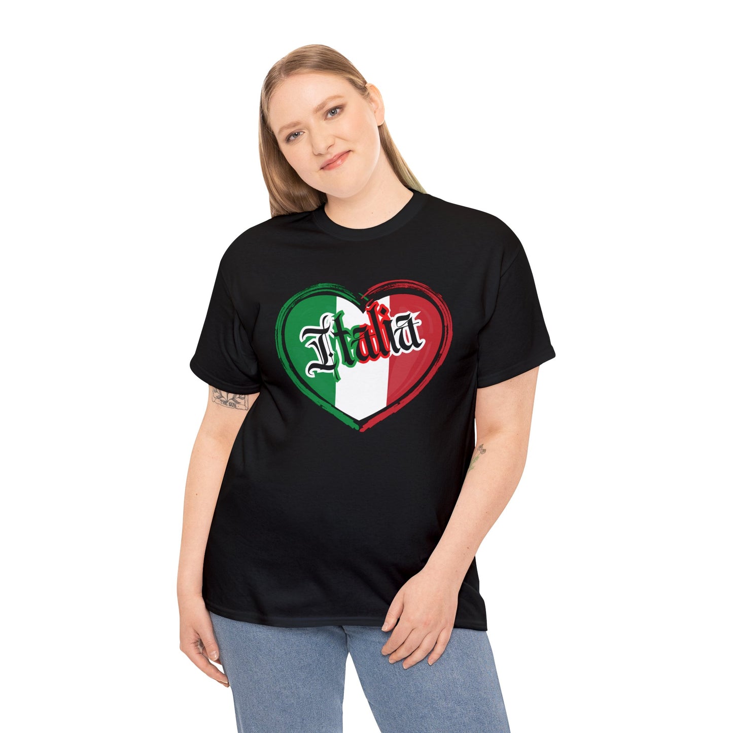 Italia with Italian flag heart - Unisex Heavy Cotton Tee