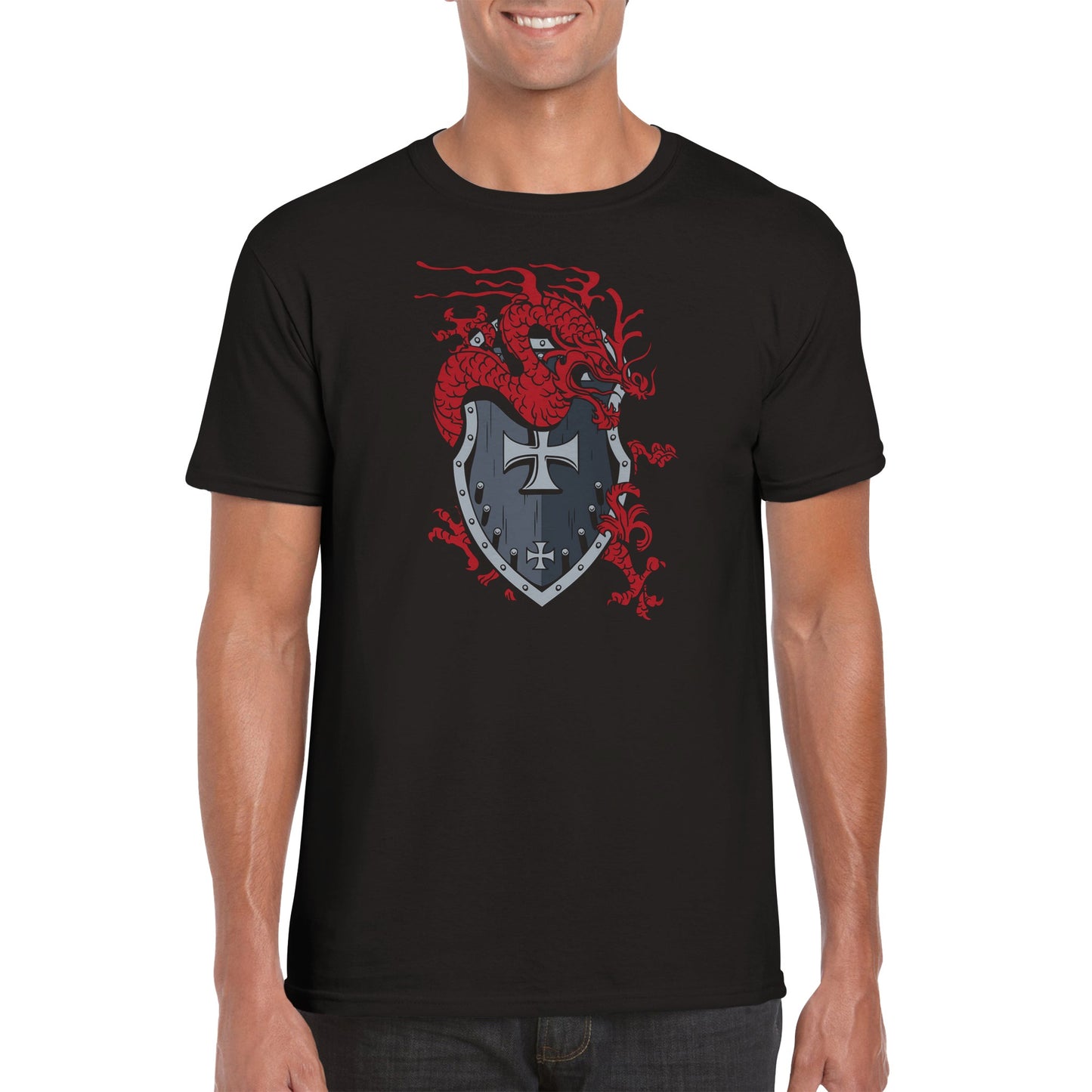 Knights Shield With Dragon - Classic Unisex Crewneck T-shirt