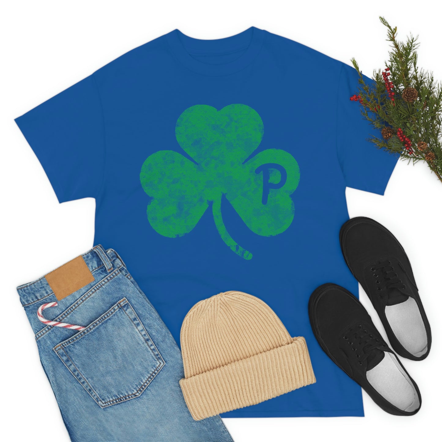 Clover design distressed with "P" for Pittsburgh - Unisex Heavy Cotton Tee