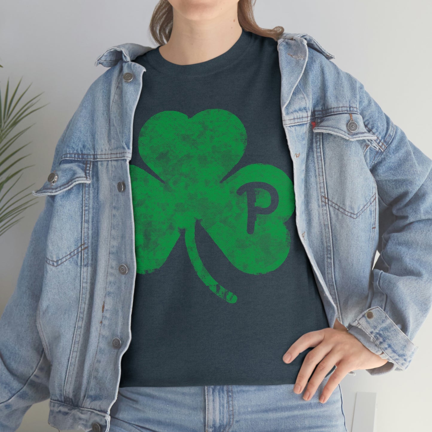 Clover design distressed with "P" for Pittsburgh - Unisex Heavy Cotton Tee