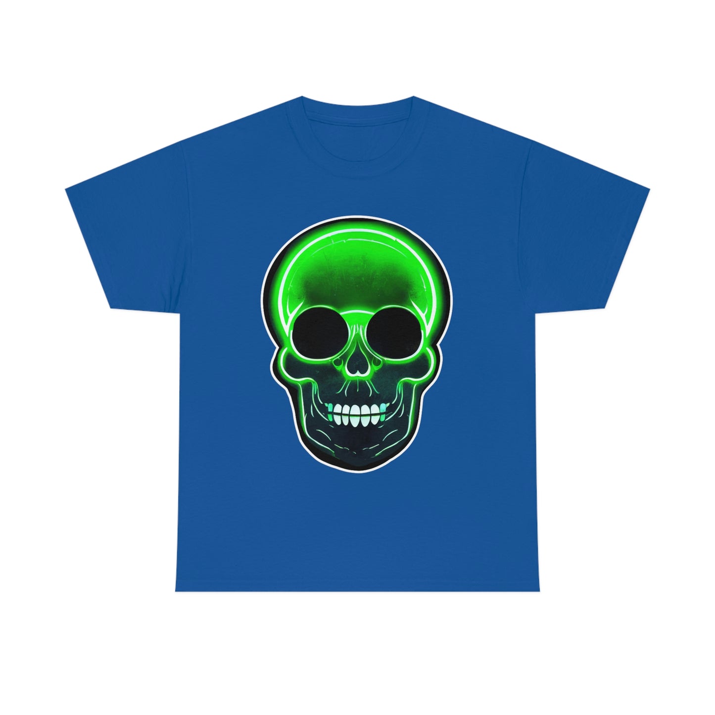 Skull with bright green - Unisex Heavy Cotton Tee