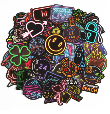 50 PCS Neon Light Sticker Anime Icon