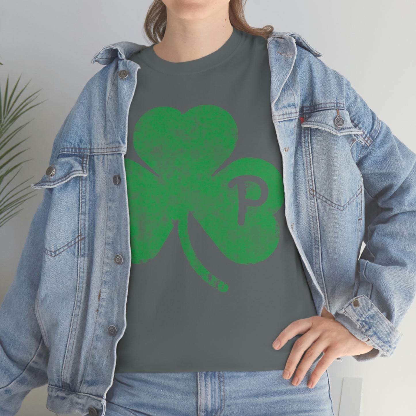 Clover design distressed with "P" for Pittsburgh - Unisex Heavy Cotton Tee