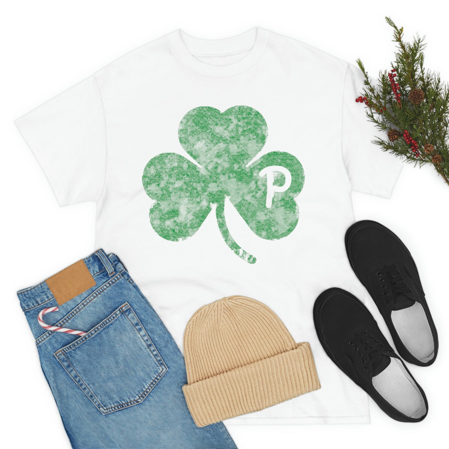 Clover design distressed with "P" for Pittsburgh - Unisex Heavy Cotton Tee
