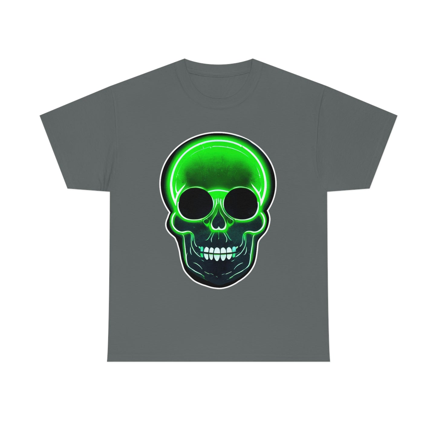 Skull with bright green - Unisex Heavy Cotton Tee