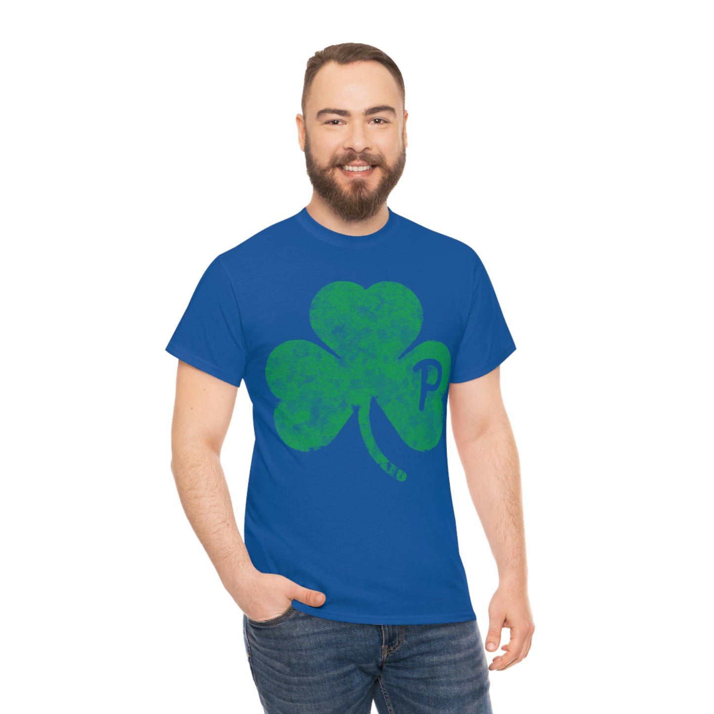 Clover design distressed with "P" for Pittsburgh - Unisex Heavy Cotton Tee