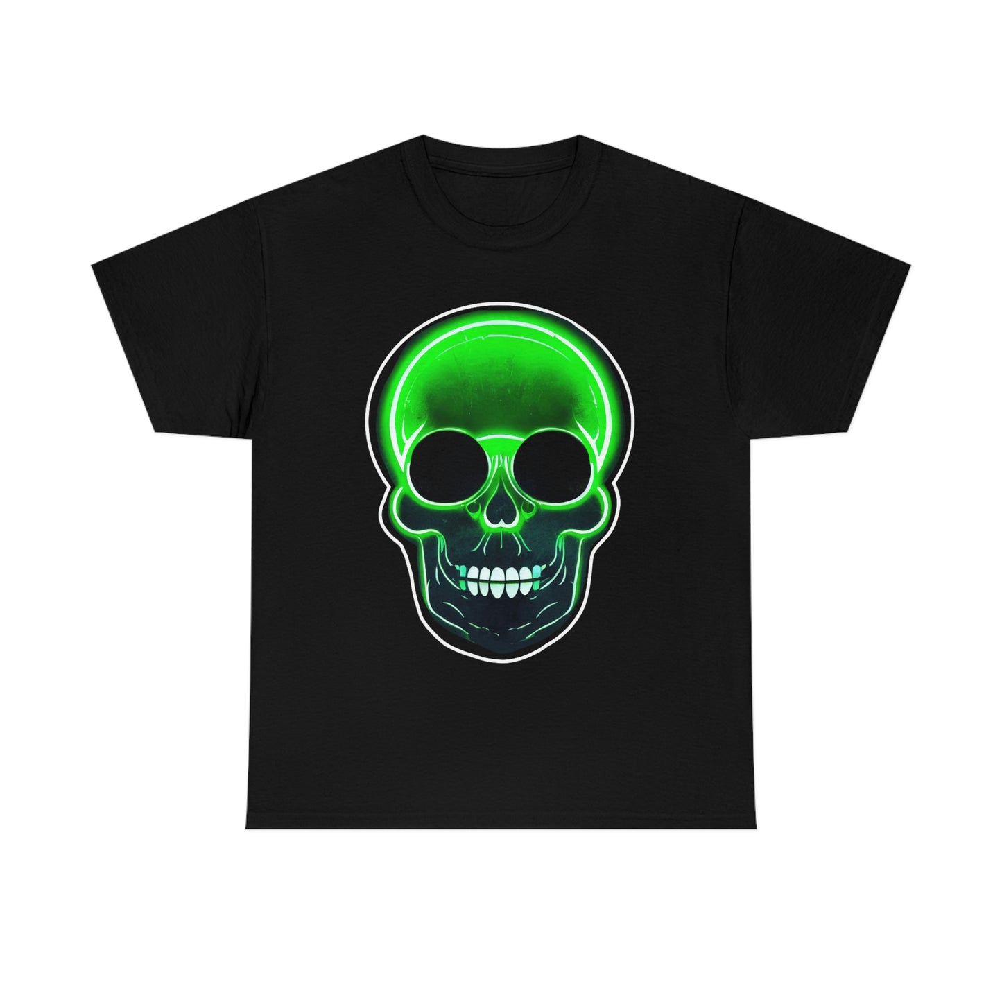 Skull with bright green - Unisex Heavy Cotton Tee