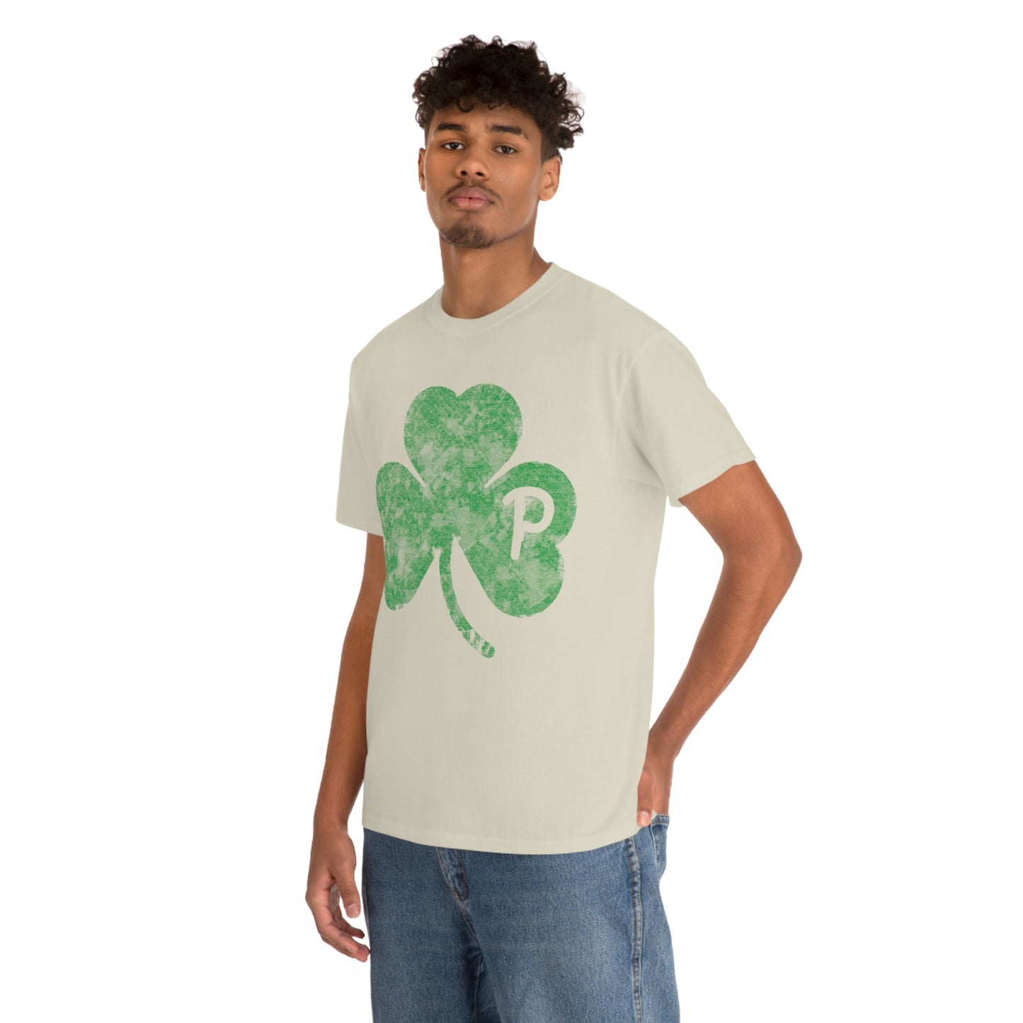 Clover design distressed with "P" for Pittsburgh - Unisex Heavy Cotton Tee