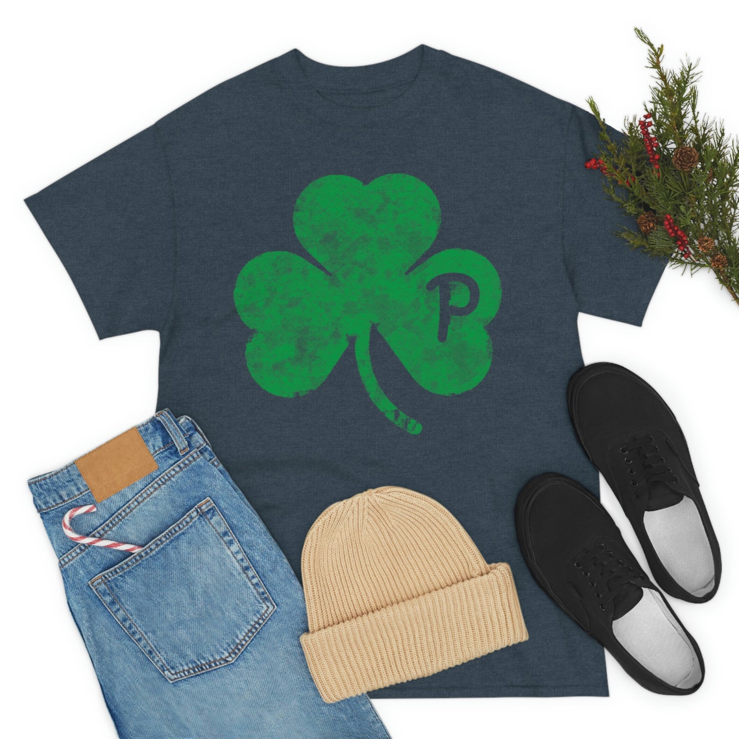 Clover design distressed with "P" for Pittsburgh - Unisex Heavy Cotton Tee