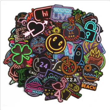 50 PCS Neon Light Sticker Anime Icon