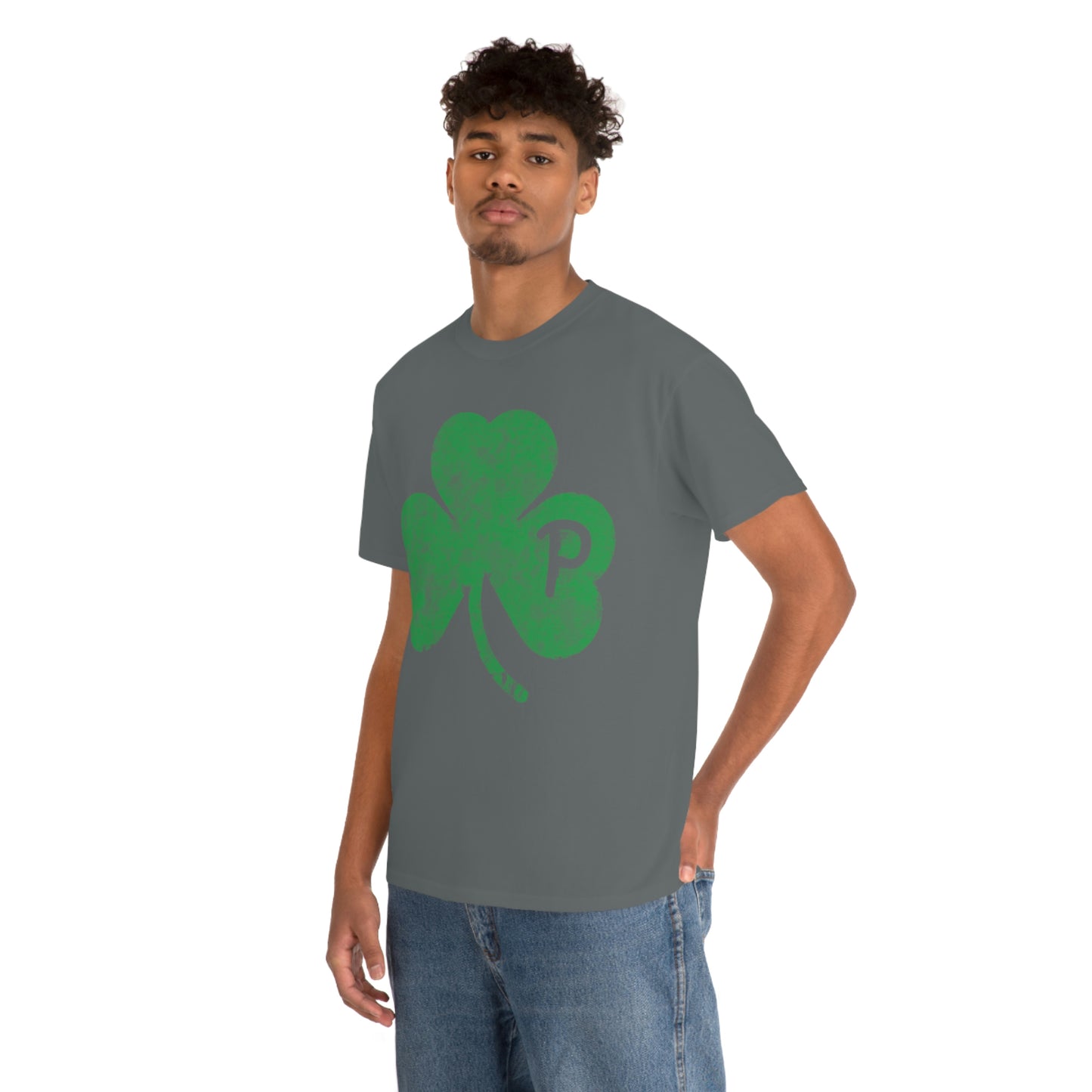 Clover design distressed with "P" for Pittsburgh - Unisex Heavy Cotton Tee