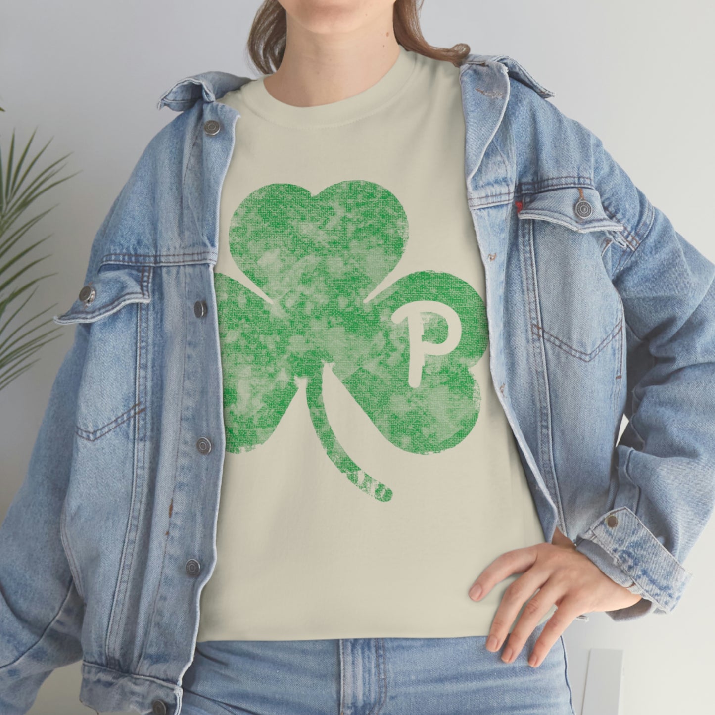 Clover design distressed with "P" for Pittsburgh - Unisex Heavy Cotton Tee