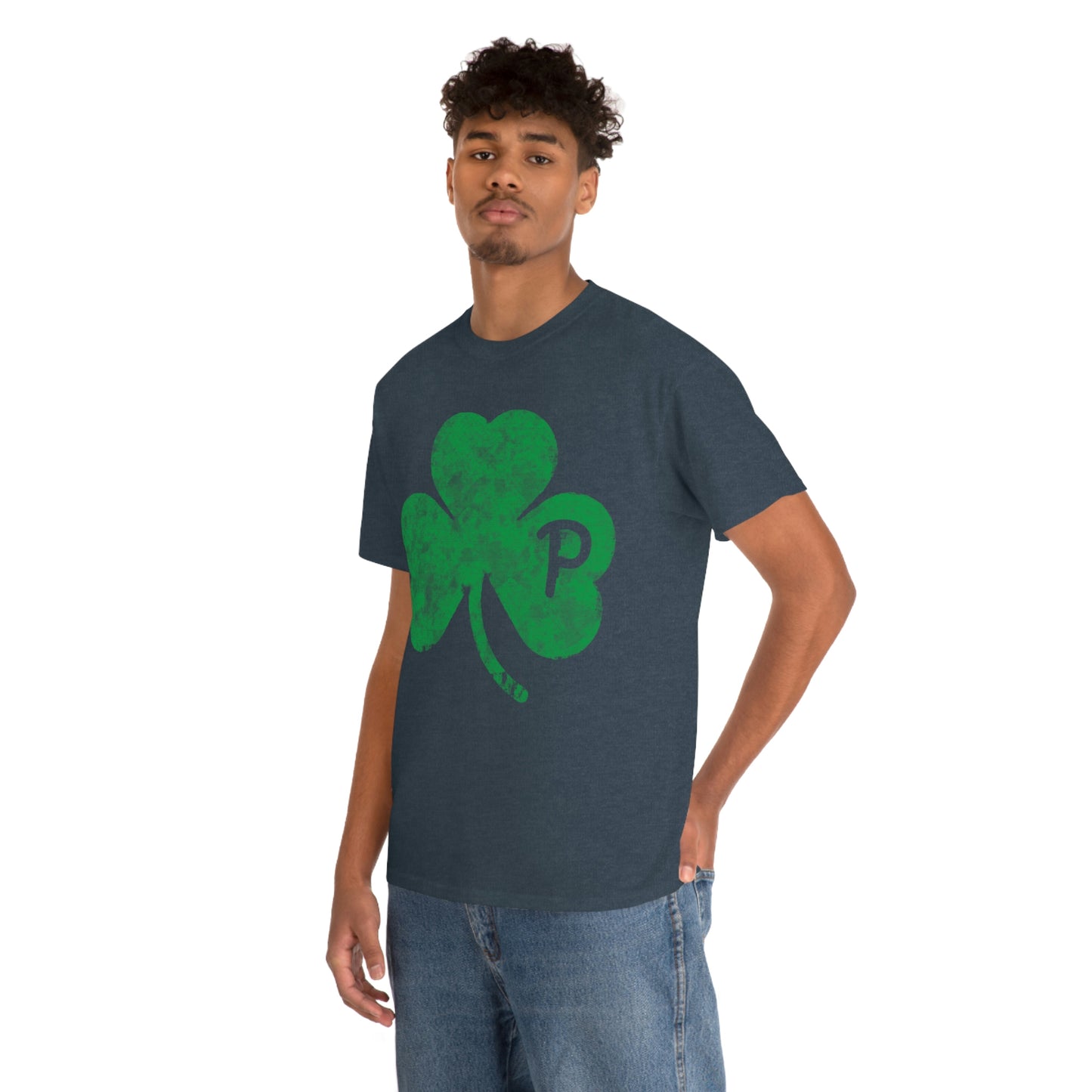 Clover design distressed with "P" for Pittsburgh - Unisex Heavy Cotton Tee