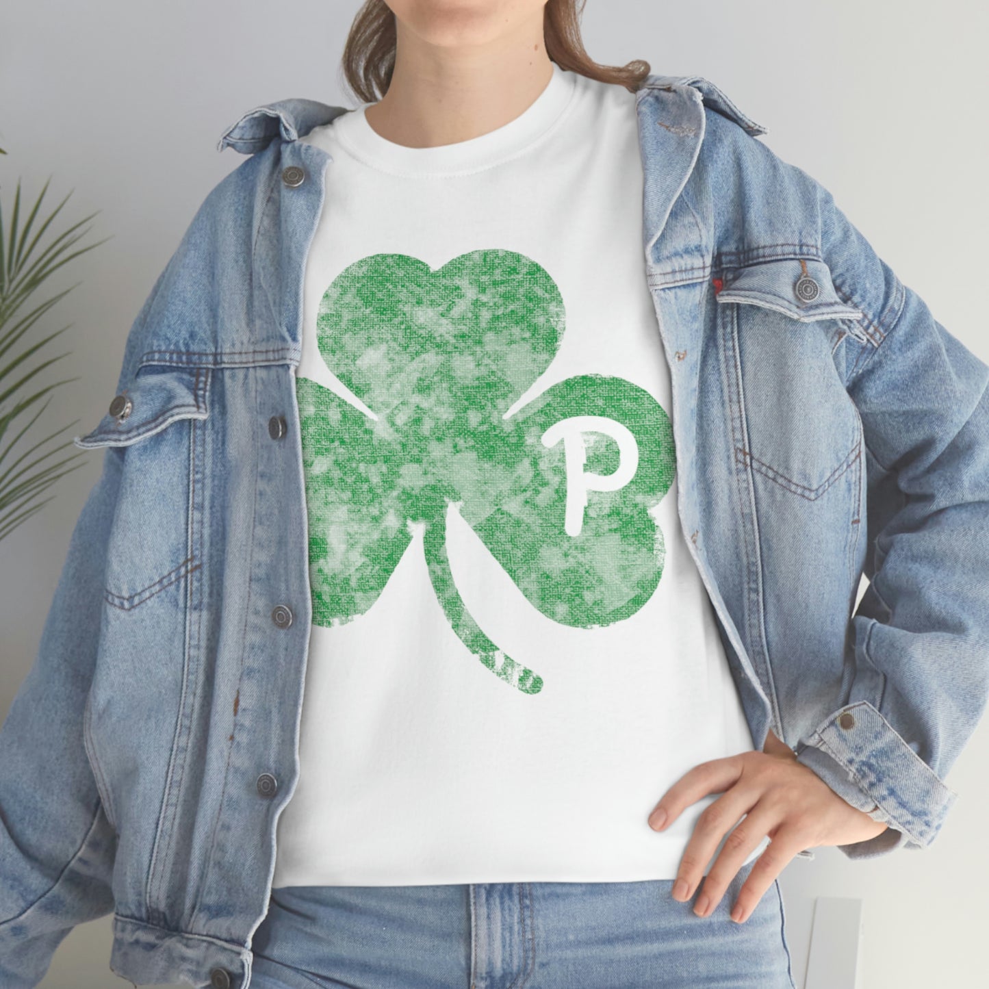 Clover design distressed with "P" for Pittsburgh - Unisex Heavy Cotton Tee