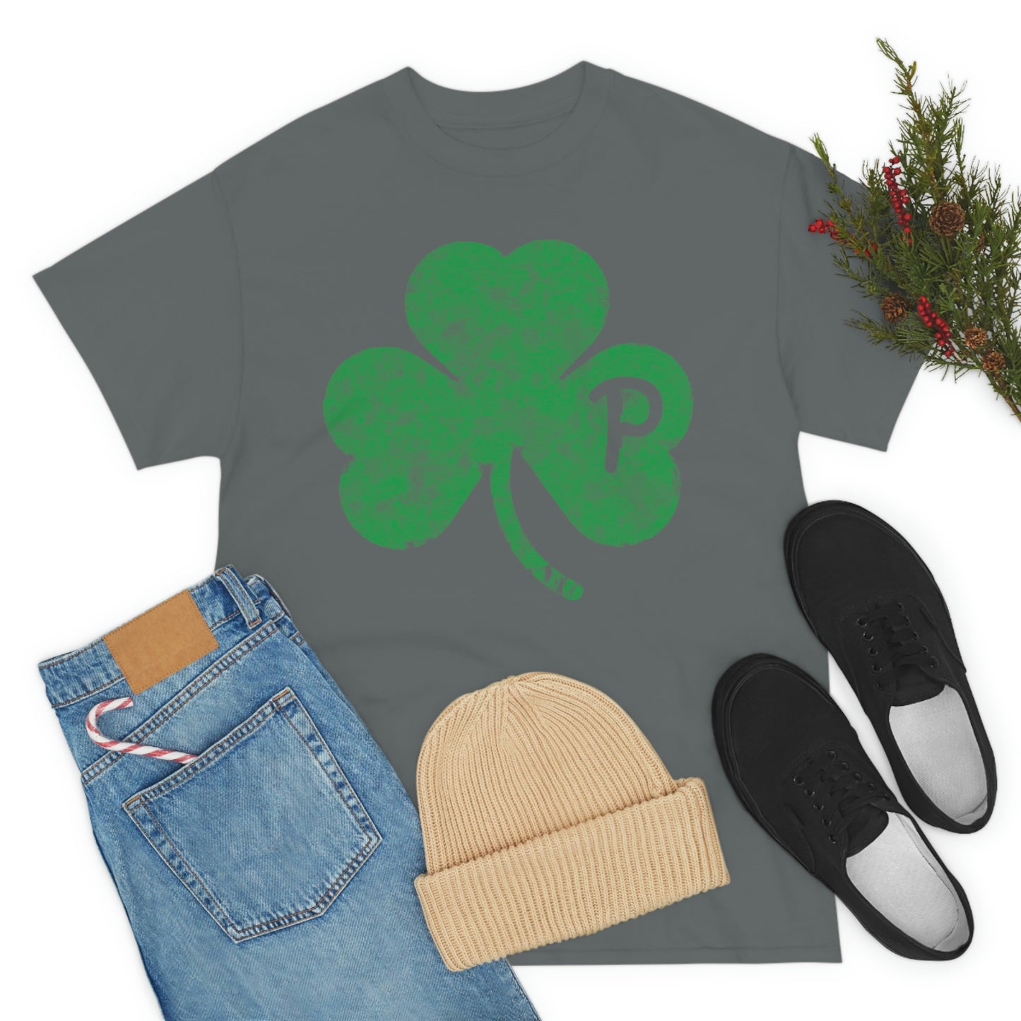 Clover design distressed with "P" for Pittsburgh - Unisex Heavy Cotton Tee