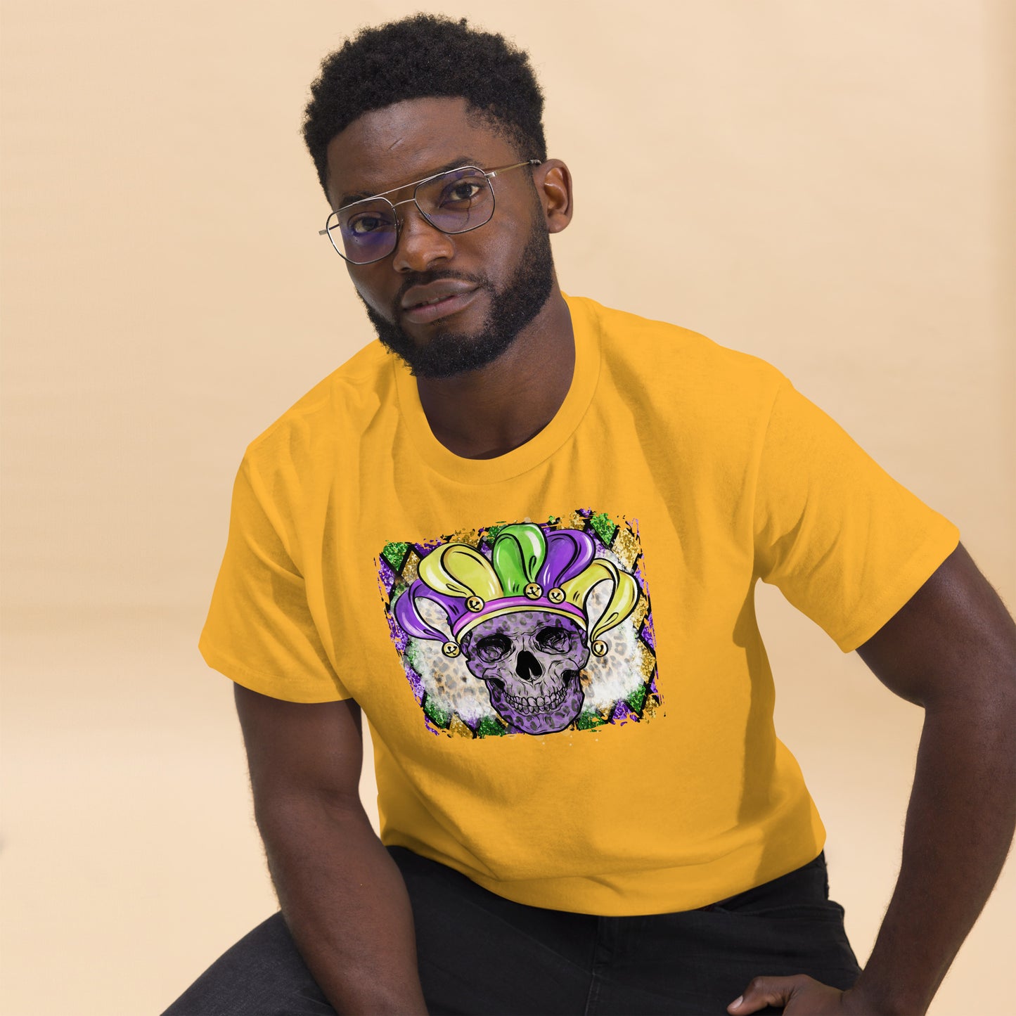 Mardi Gras Skull with Jesters Hat Men's classic tee