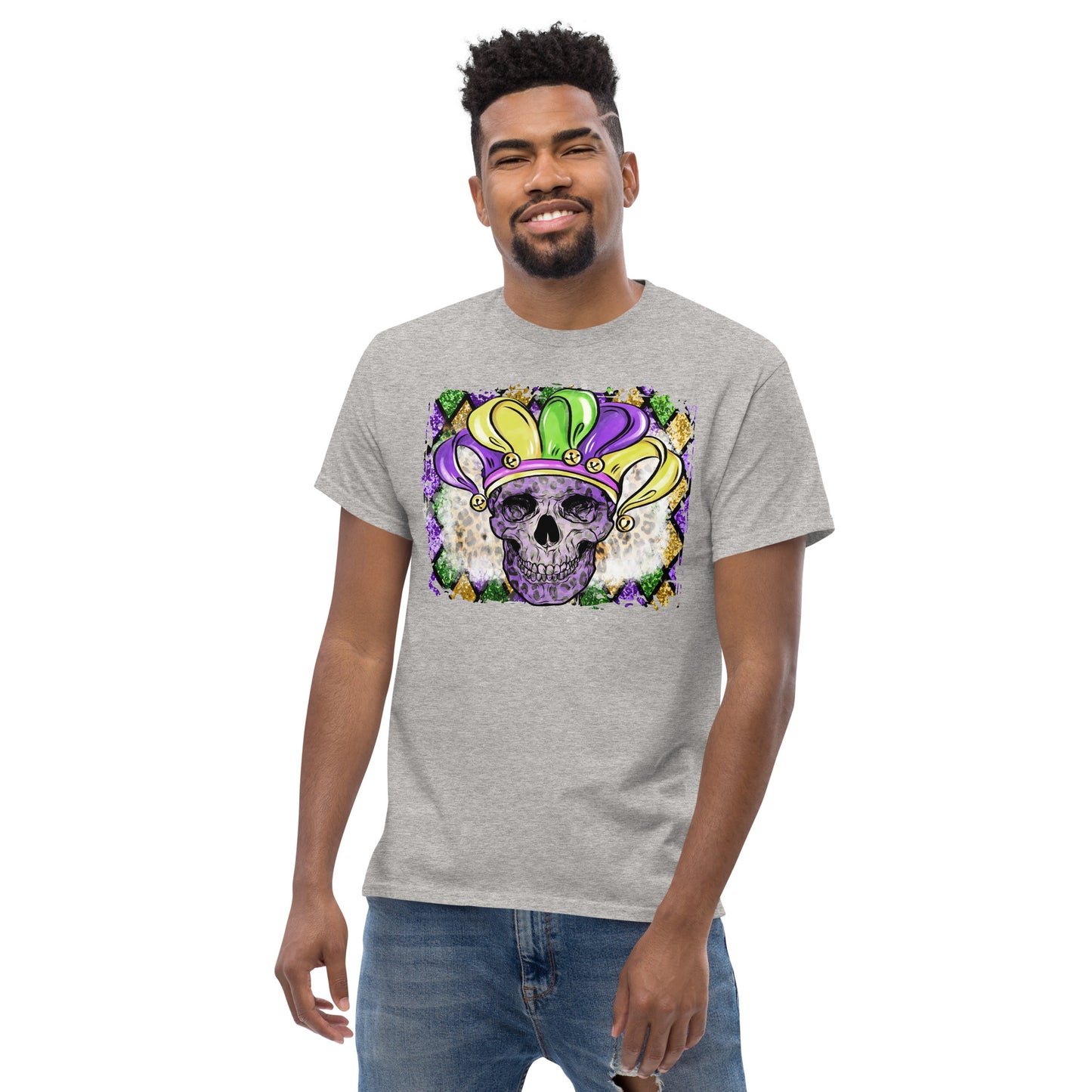 Mardi Gras Skull with Jesters Hat Men's classic tee