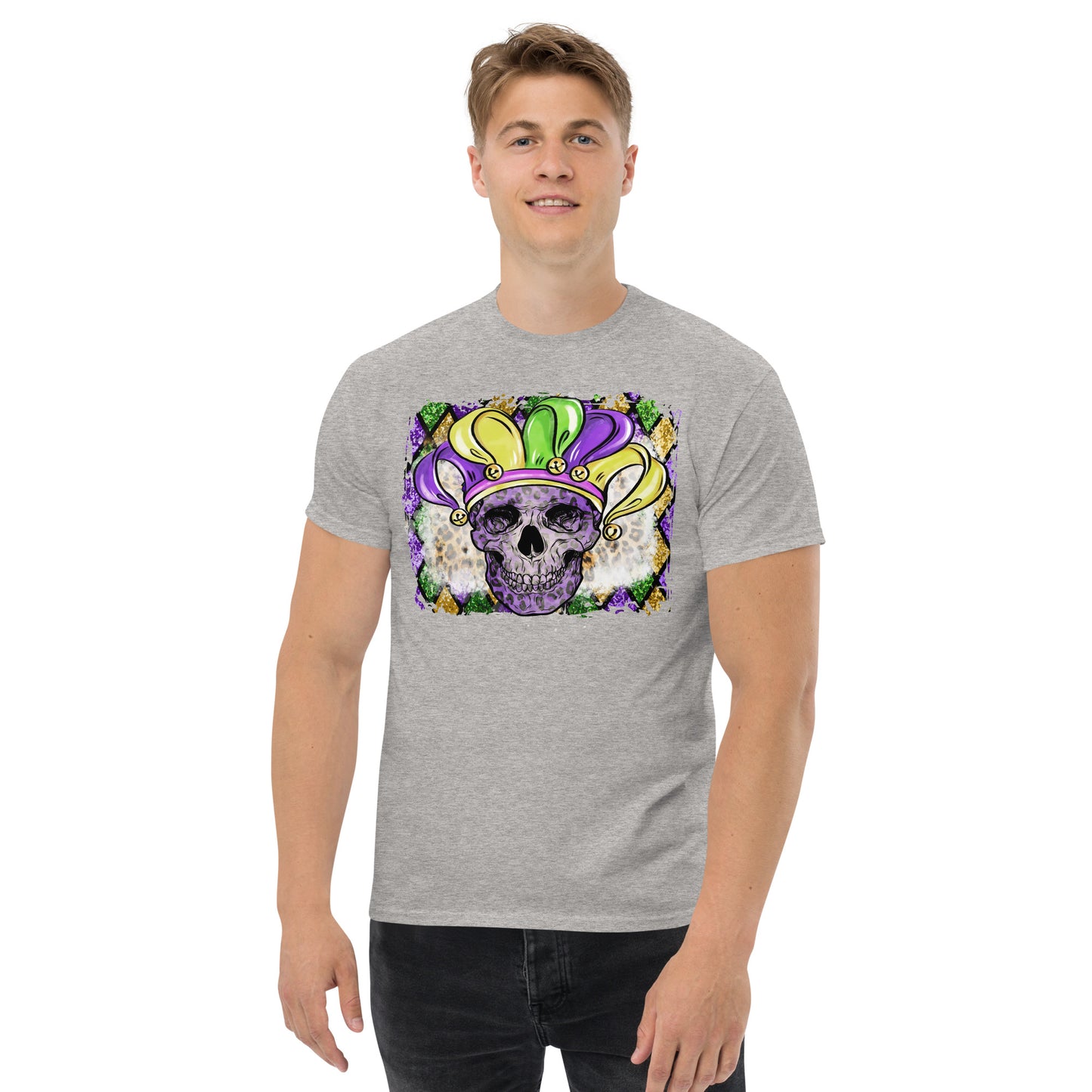Mardi Gras Skull with Jesters Hat Men's classic tee