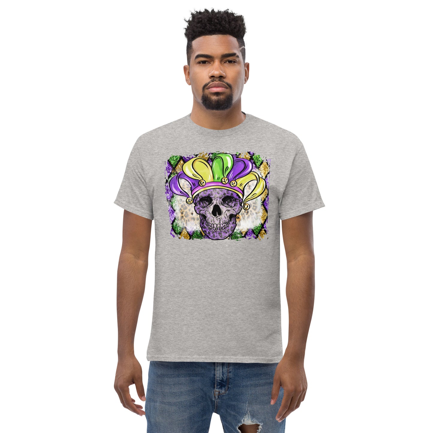 Mardi Gras Skull with Jesters Hat Men's classic tee