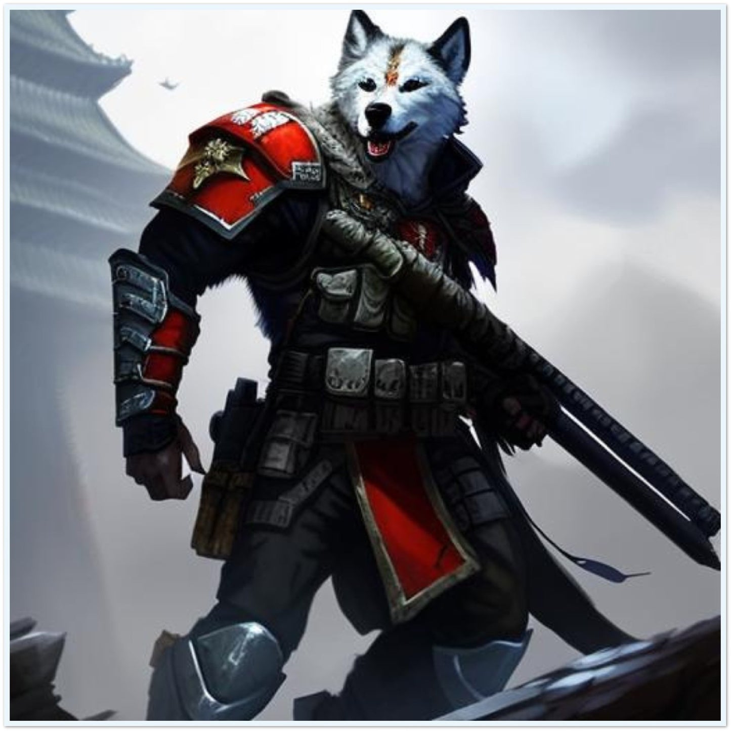 Temple Defending Wolf Knight - Classic Matte Paper Poster