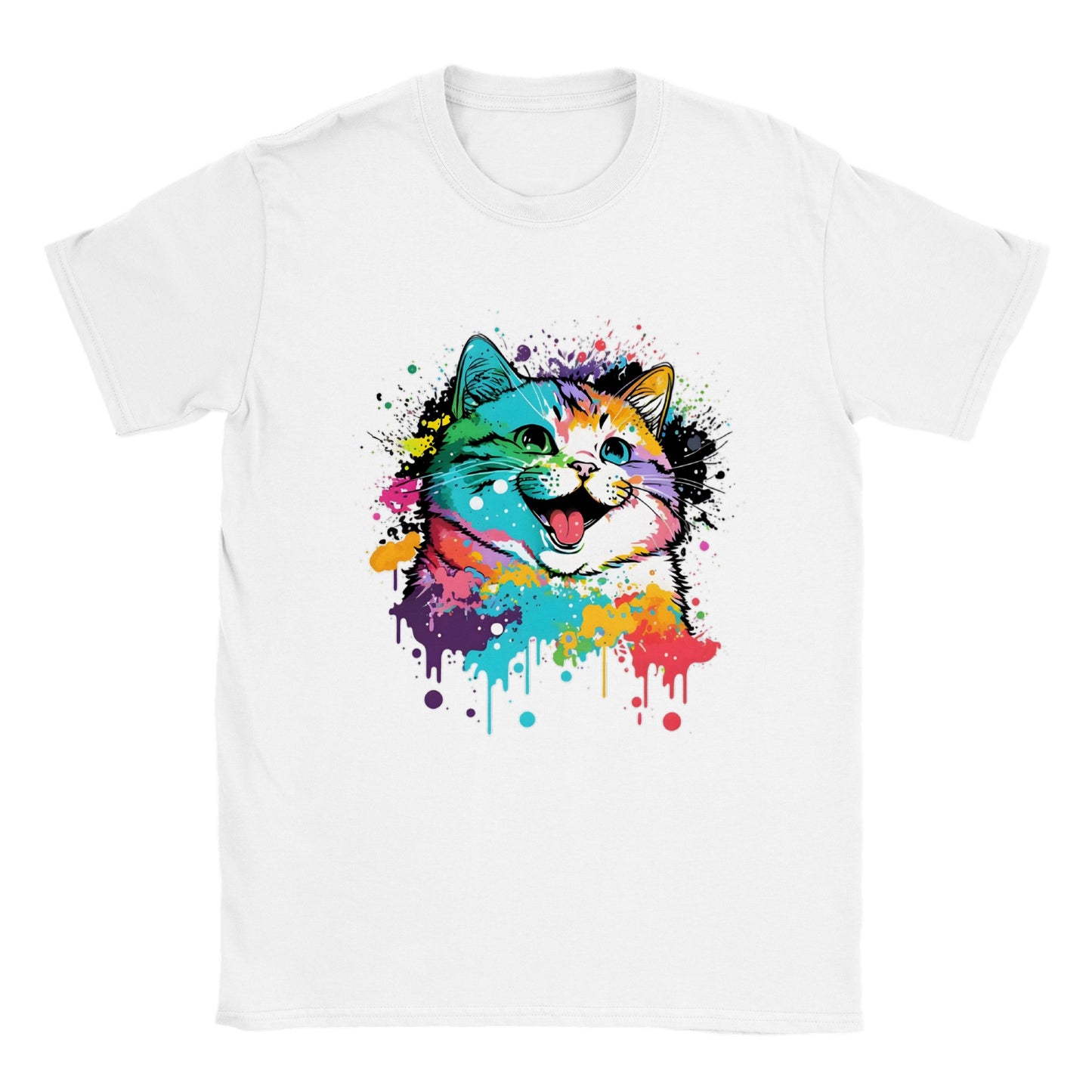Happy Watercolor Cat - Classic Unisex Crewneck T-shirt