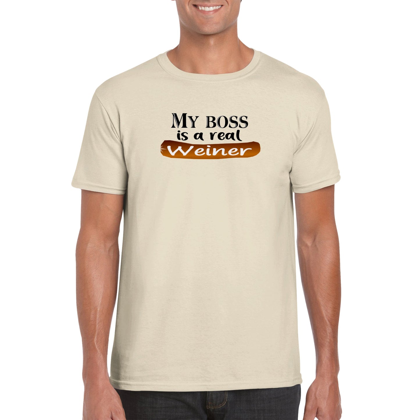 My Boss is a Real Weiner - Classic Unisex Crewneck T-shirt