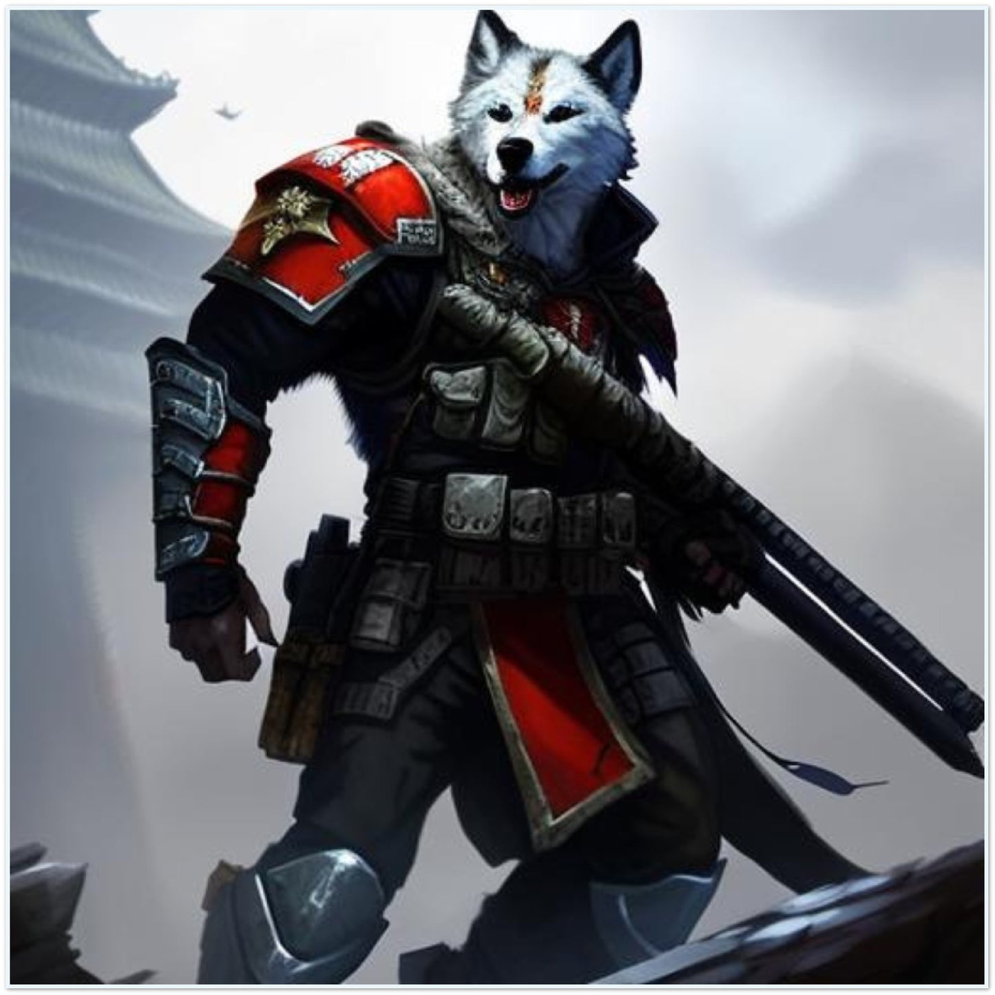 Temple Defending Wolf Knight - Classic Matte Paper Poster