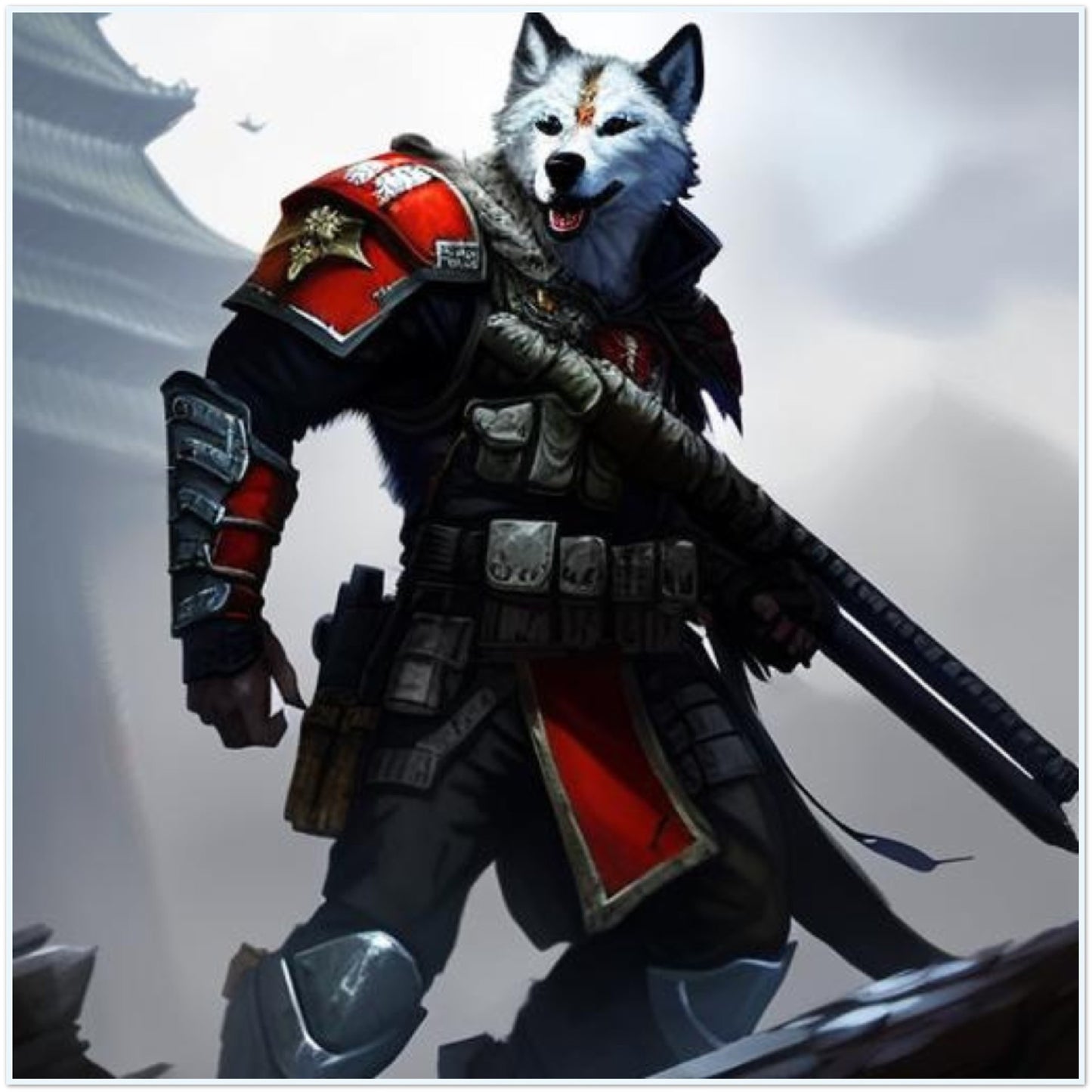 Temple Defending Wolf Knight - Classic Matte Paper Poster