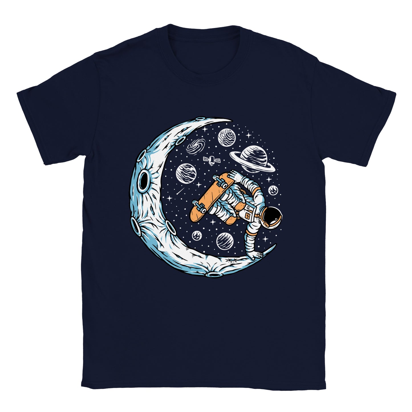 Astronaut Skateboarding a Half-pipe Moon - Classic Unisex Crewneck T-shirt