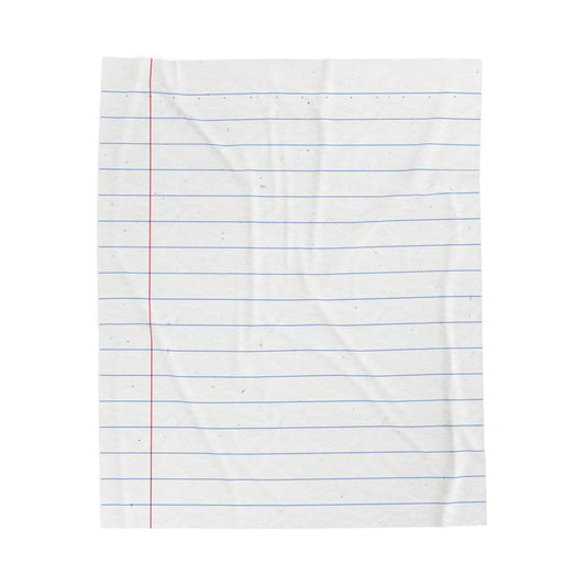 Lined Notebook Paper Velveteen Plush Blanket