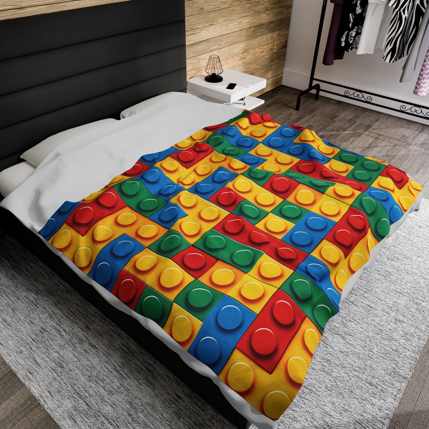 Building Blocks Random Pattern - Velveteen Plush Blanket