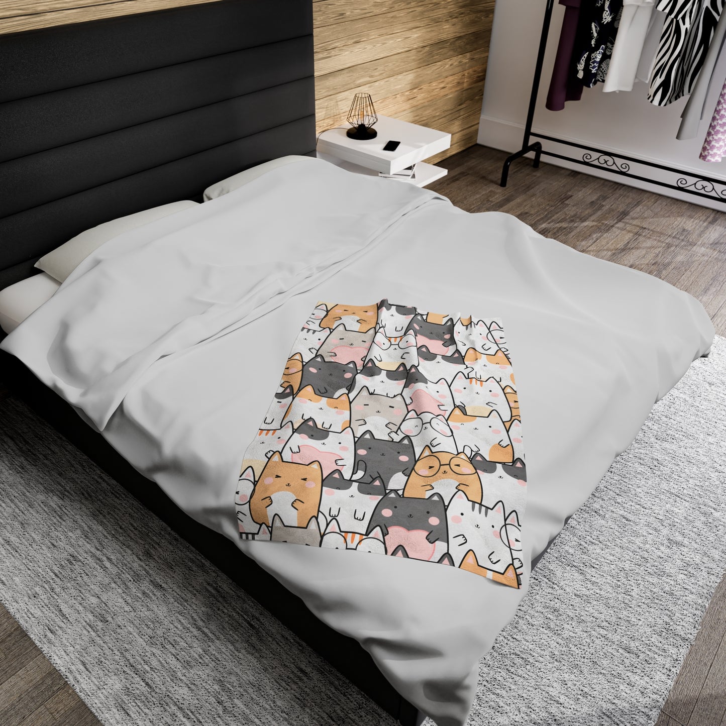 Kawaii Cute Cats - Velveteen Plush Blanket